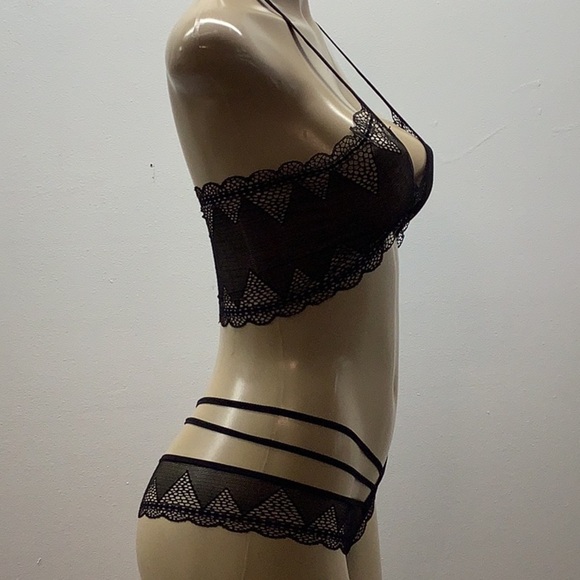 Black Mesh 2 Piece Lingerie Set Size Small. New - Picture 4 of 5